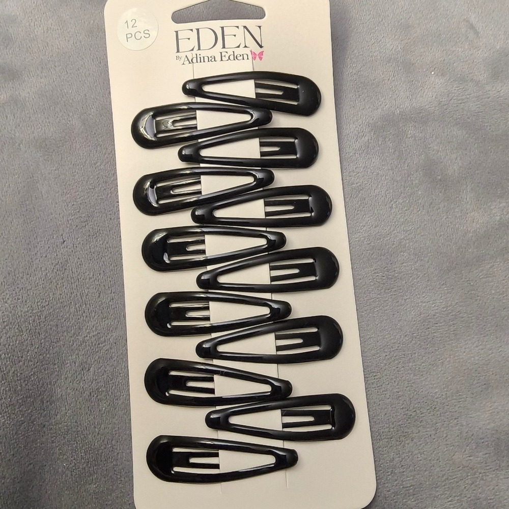 Eden by‎ Adina Eden 12 Black Metal Snap Hair Clips